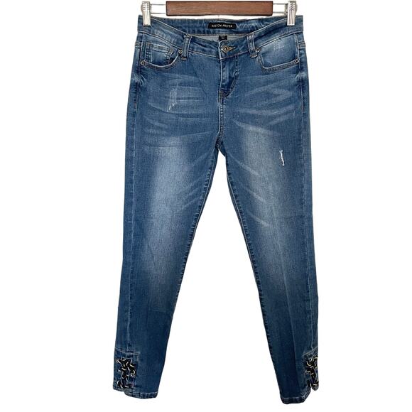 Boston Proper Skinny Weaved Ankle Mid Rise Jeans Woman's Size 27 - Picture 1 of 15